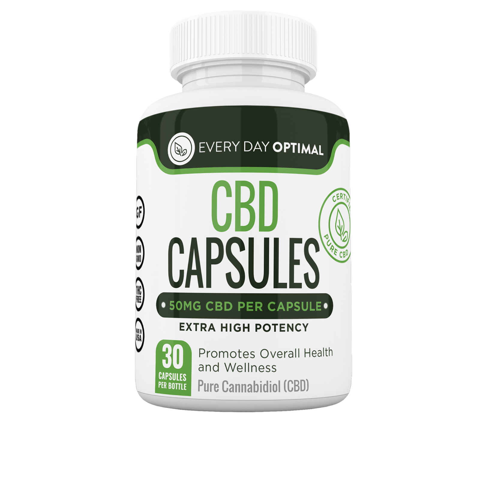 Every Day Optimal: 50mg CBD Capsules | Pure Cannabidiol Oil | Zero THC ...